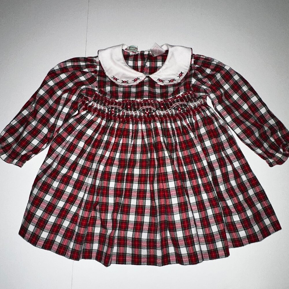 Vintage ALLISON ANN Peter Pan Embroidered Collar Dress HAND SMOCKED smocking 2T
